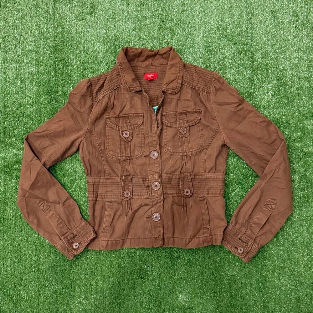 Y2K Brown button up jacket with pockets